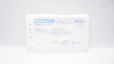 Mallinckrodt 86269 Oral RAE Preformed Tracheal Tube Uncuffed 6.0mm ID x 8.1mm OD
